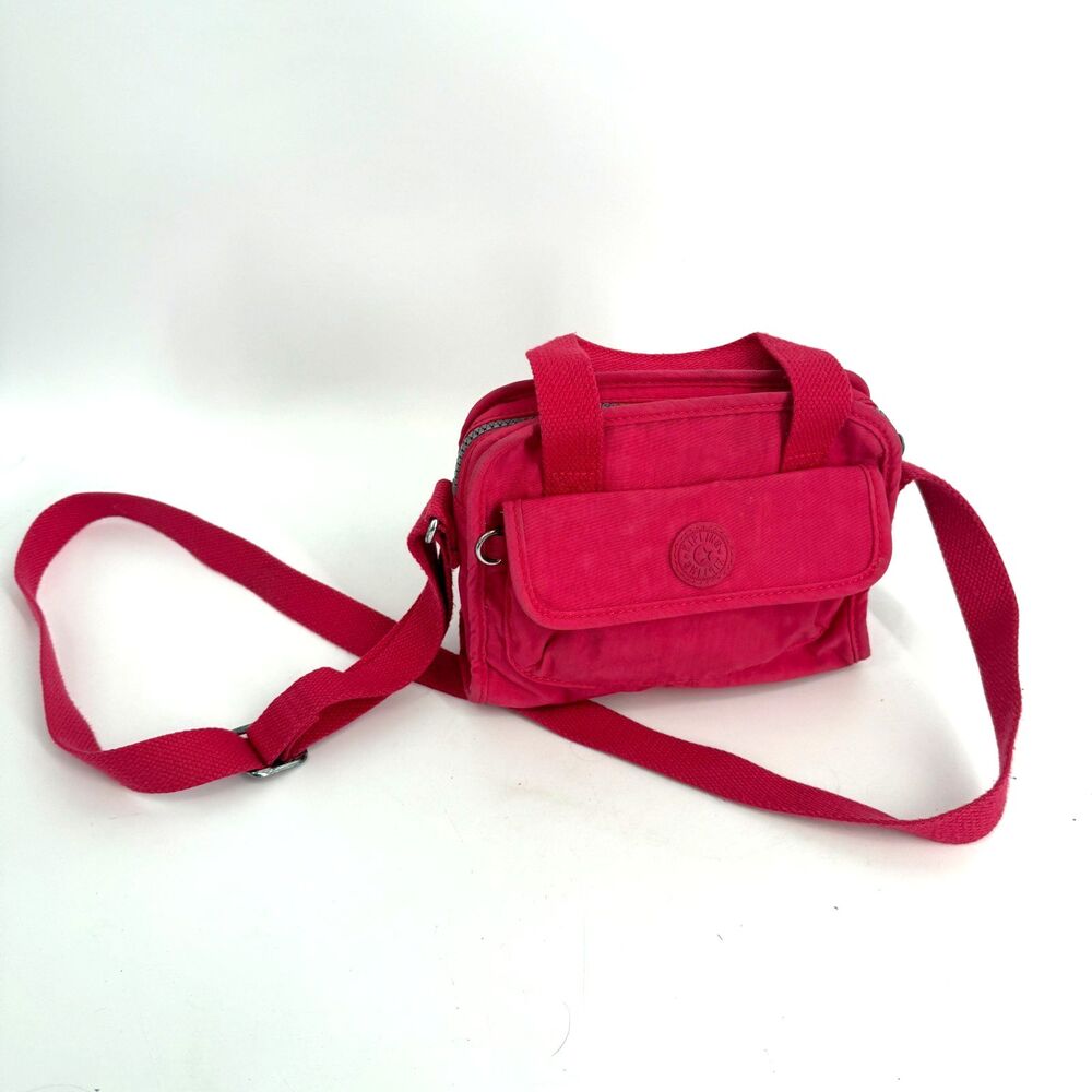 Kipling Crossbody Bag Hot Pink Nylon Zip Lightweight Travel Sling Purse Small